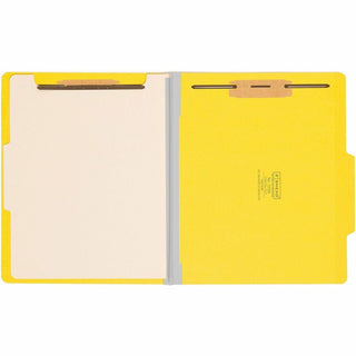 Top Tab Classification Folders, Four SafeSHIELD Fasteners, 2" Expansion, 1 Divider, Letter Size, Yellow Exterior, 10/Box