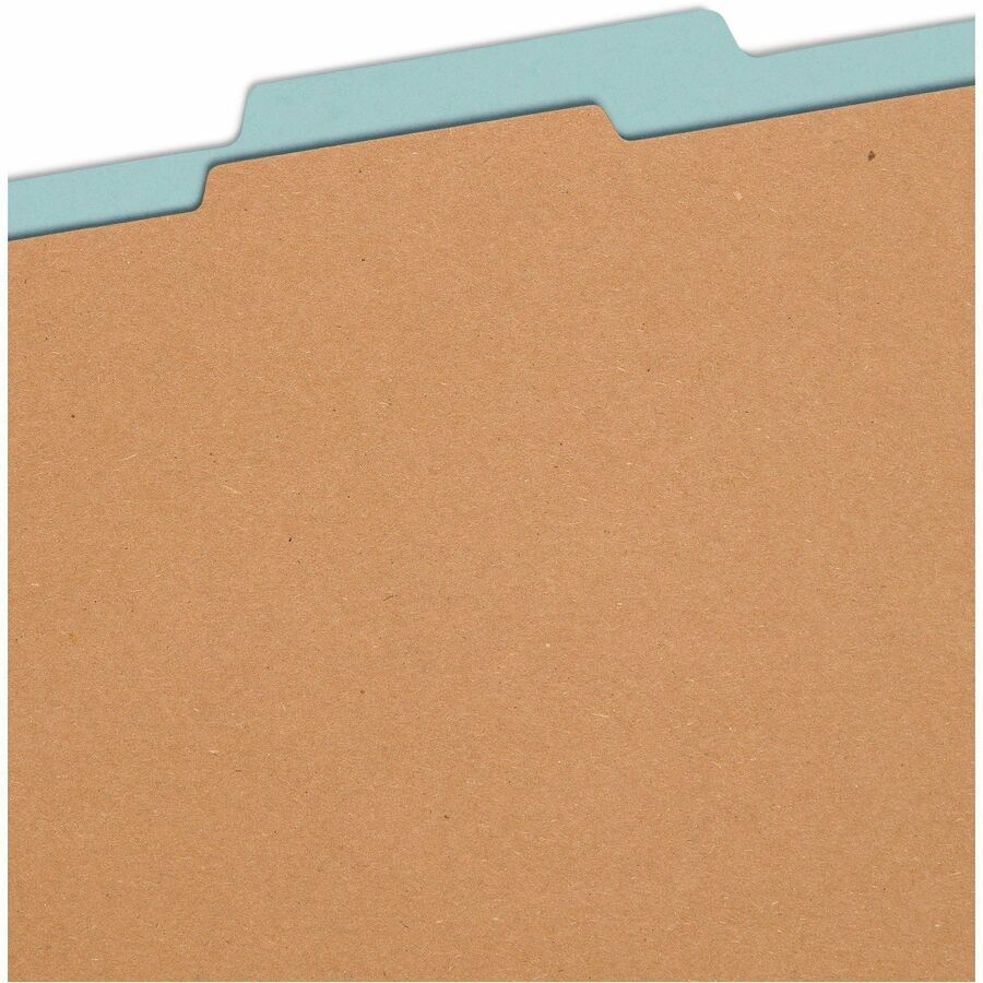 Four-Section Pressboard Top Tab Classification Folders, Four SafeSHIELD Fasteners, 1 Divider, Letter Size, Blue, 10/Box