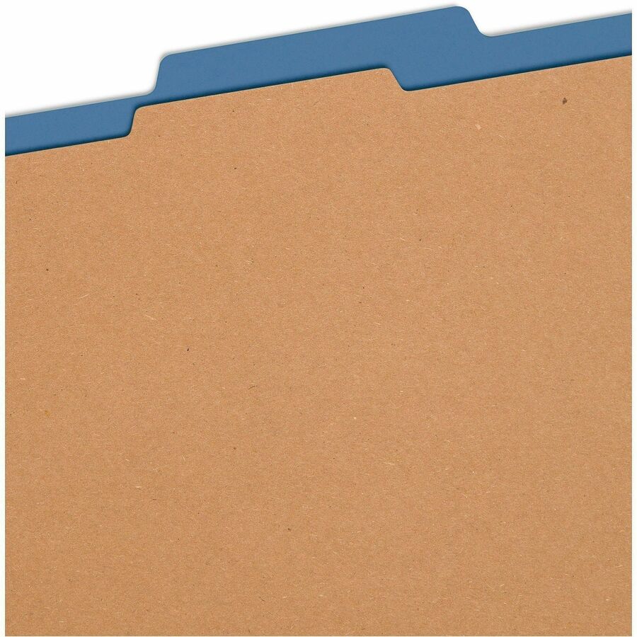 Four-Section Pressboard Top Tab Classification Folders, Four SafeSHIELD Fasteners, 1 Divider, Letter Size, Dark Blue, 10/Box