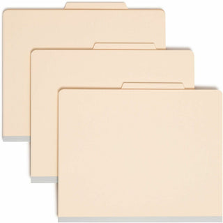 Six-Section Top Tab Classification Folders, 2" Expansion, 2 Dividers, 6 Fasteners, Letter Size, Manila, 10/Box