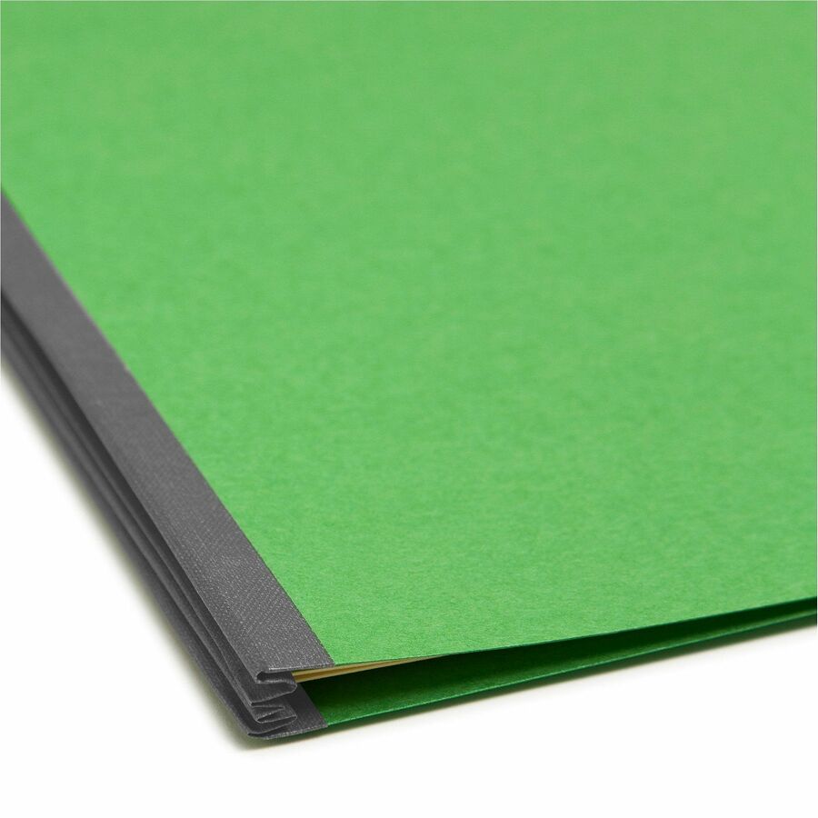 Top Tab Classification Folders, Six SafeSHIELD Fasteners, 2" Expansion, 2 Dividers, Letter Size, Green Exterior, 10/Box