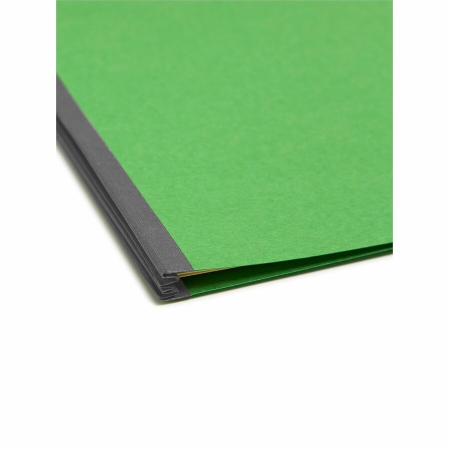 Top Tab Classification Folders, Six SafeSHIELD Fasteners, 2" Expansion, 2 Dividers, Letter Size, Green Exterior, 10/Box