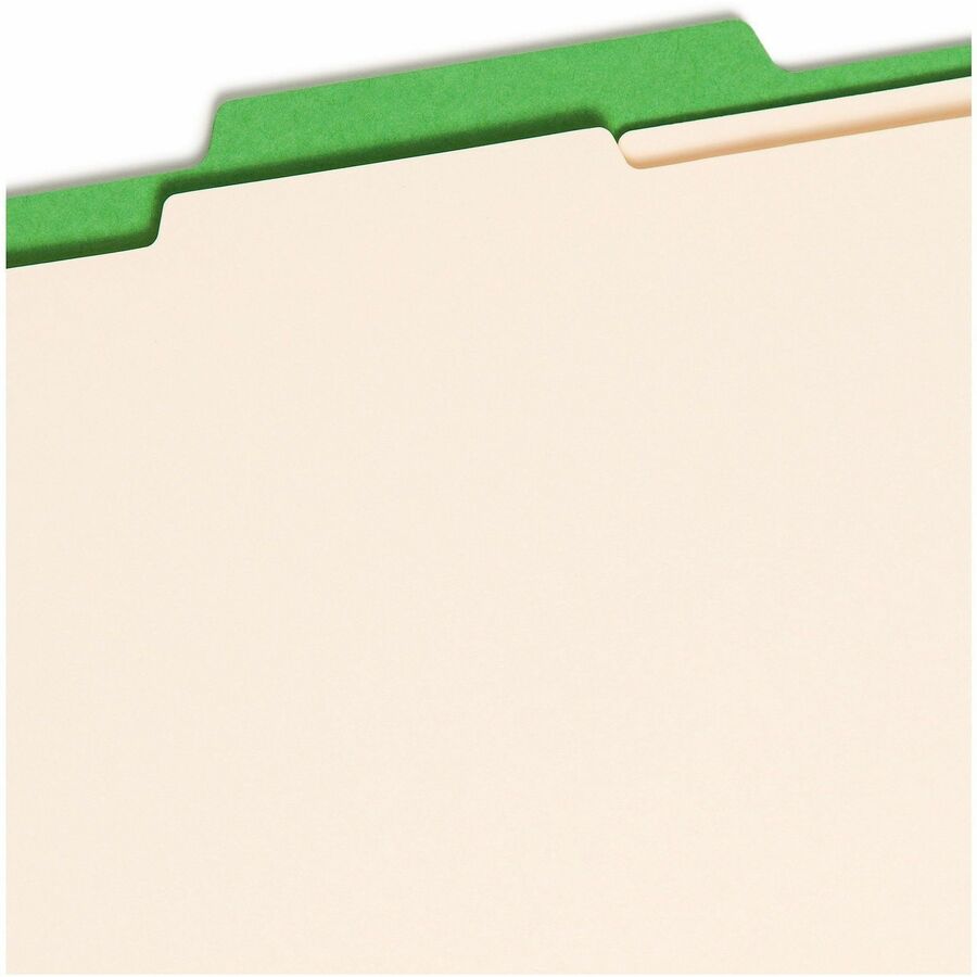 Top Tab Classification Folders, Six SafeSHIELD Fasteners, 2" Expansion, 2 Dividers, Letter Size, Green Exterior, 10/Box