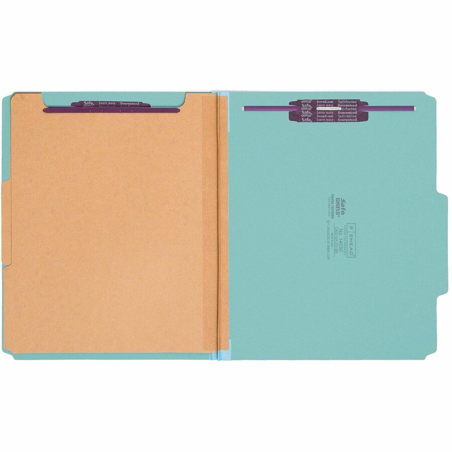 Six-Section Pressboard Top Tab Classification Folders, Six SafeSHIELD Fasteners, 2 Dividers, Letter Size, Blue, 10/Box