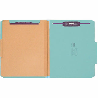 Six-Section Pressboard Top Tab Classification Folders, Six SafeSHIELD Fasteners, 2 Dividers, Letter Size, Blue, 10/Box
