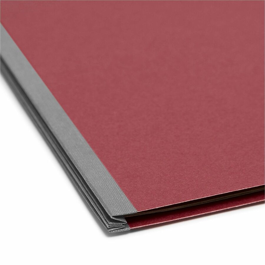 Six-Section Pressboard Top Tab Classification Folders, Six SafeSHIELD Fasteners, 2 Dividers, Letter Size, Bright Red, 10/Box