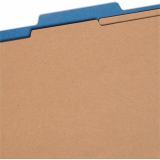 Six-Section Pressboard Top Tab Classification Folders, Six SafeSHIELD Fasteners, 2 Dividers, Letter Size, Dark Blue, 10/Box