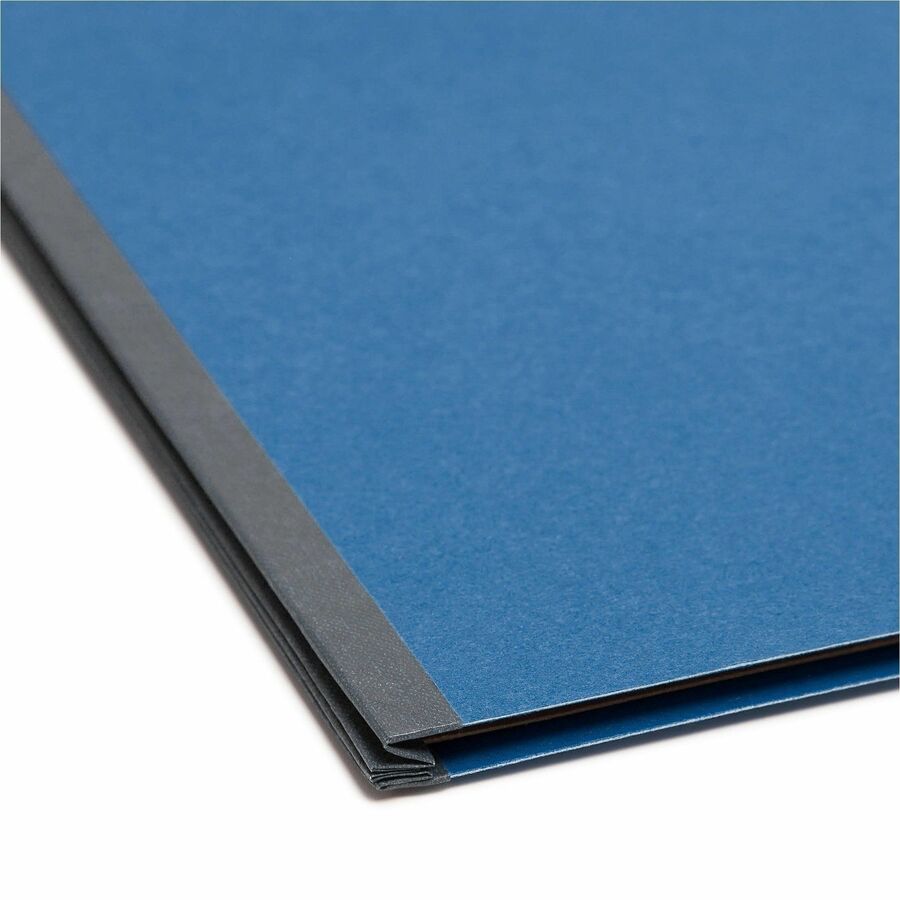 Six-Section Pressboard Top Tab Classification Folders, Six SafeSHIELD Fasteners, 2 Dividers, Letter Size, Dark Blue, 10/Box