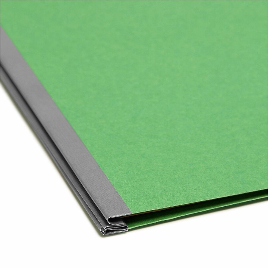 Six-Section Pressboard Top Tab Classification Folders, Six SafeSHIELD Fasteners, 2 Dividers, Letter Size, Green, 10/Box