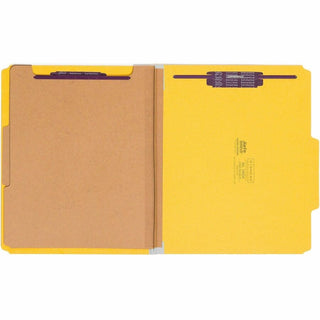Six-Section Pressboard Top Tab Classification Folders, Six SafeSHIELD Fasteners, 2 Dividers, Letter Size, Yellow, 10/Box