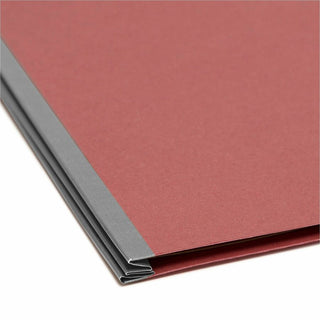 6-Section Pressboard Top Tab Pocket Classification Folders, 6 SafeSHIELD Fasteners, 2 Dividers, Letter Size, Red, 10/Box