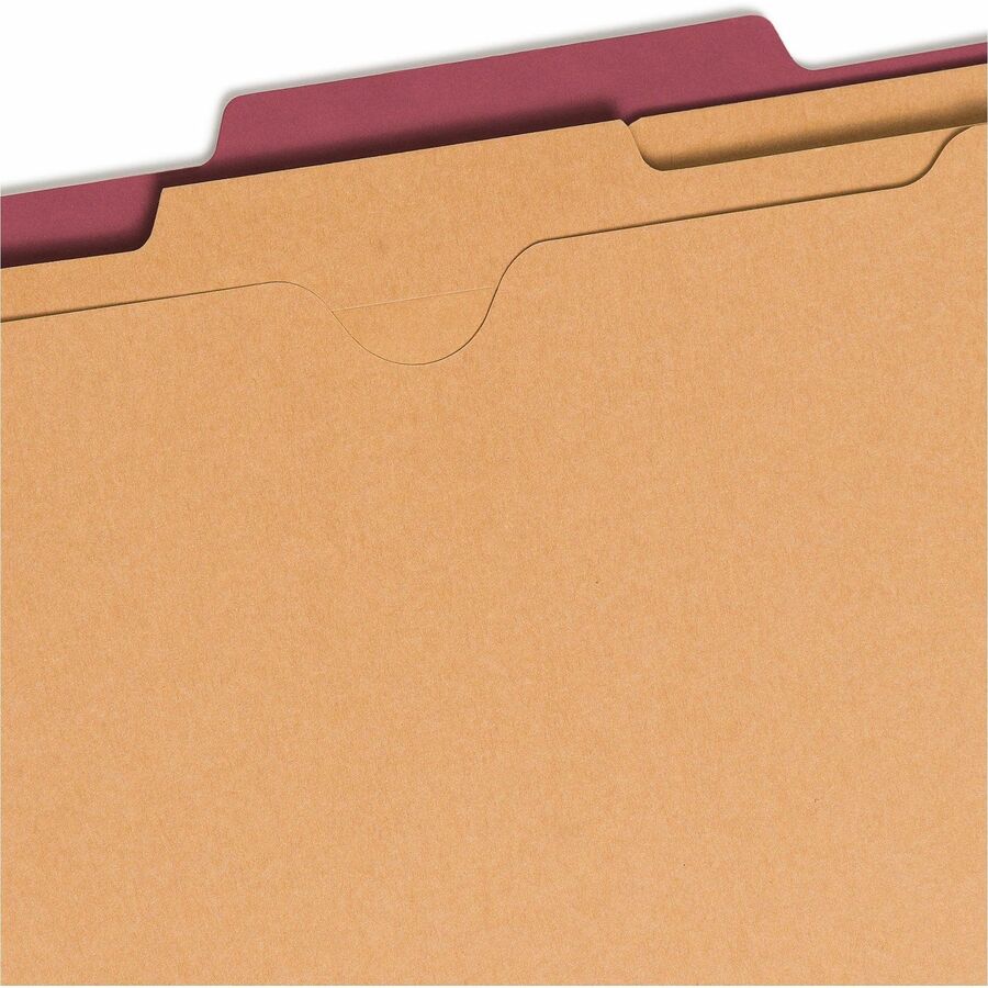 6-Section Pressboard Top Tab Pocket Classification Folders, 6 SafeSHIELD Fasteners, 2 Dividers, Letter Size, Bright Red,10/BX