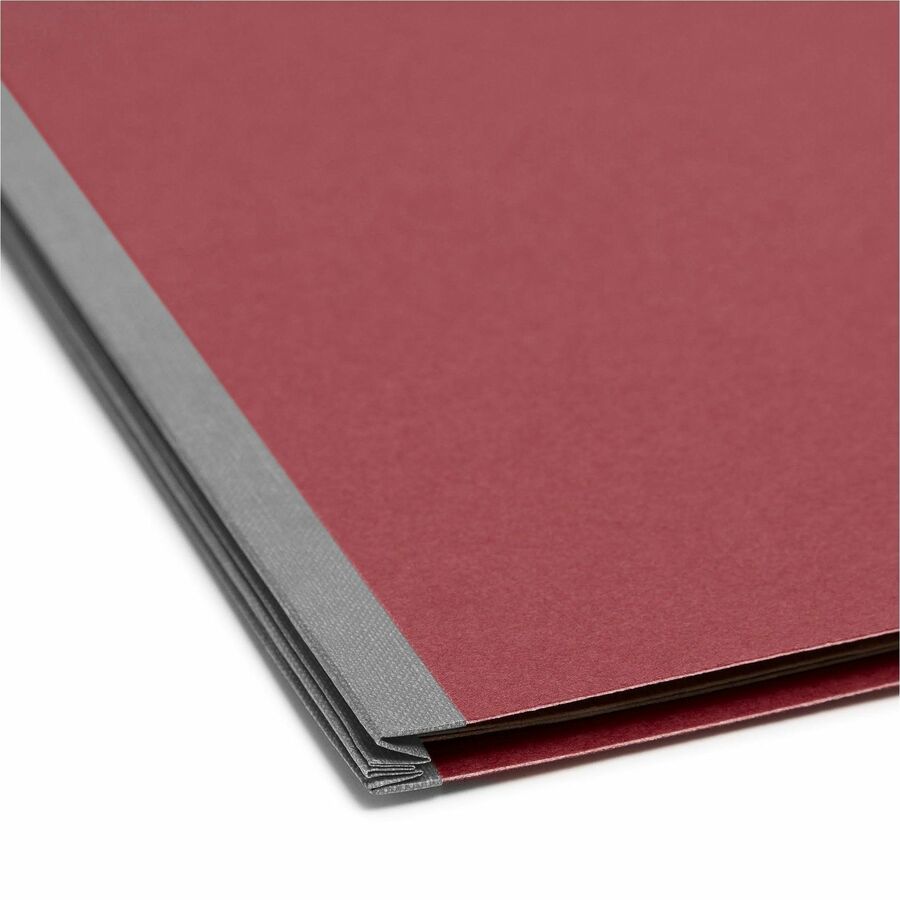 6-Section Pressboard Top Tab Pocket Classification Folders, 6 SafeSHIELD Fasteners, 2 Dividers, Letter Size, Bright Red,10/BX
