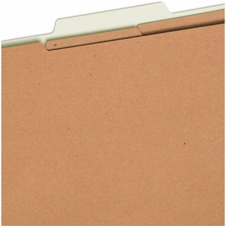 Pressboard Classification Folders, Eight SafeSHIELD Fasteners, 2/5-Cut Tabs, 3 Dividers, Letter Size, Gray-Green, 10/Box