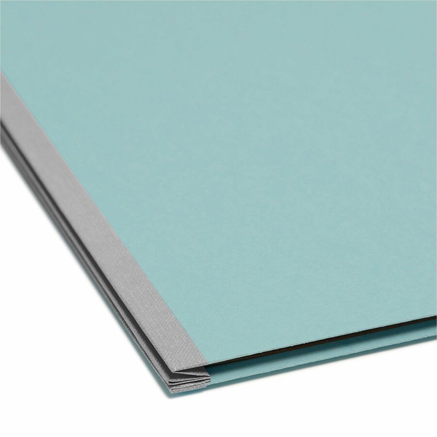 Pressboard Top Tab Classification Folders, Eight SafeSHIELD Fasteners, 3" Expansion, 3 Dividers, Letter Size, Blue, 10/Box