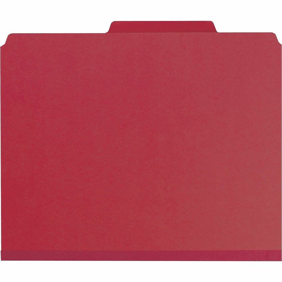 Eight-Section Pressboard Top Tab Classification Folders, 8 SafeSHIELD Fasteners, 3 Dividers, Letter Size, Bright Red, 10/Box