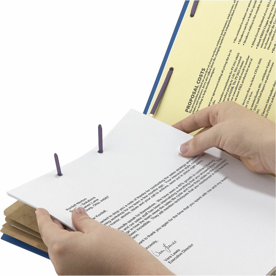 Eight-Section Pressboard Top Tab Classification Folders, 8 SafeSHIELD Fasteners, 3 Dividers, Letter Size, Dark Blue, 10/Box