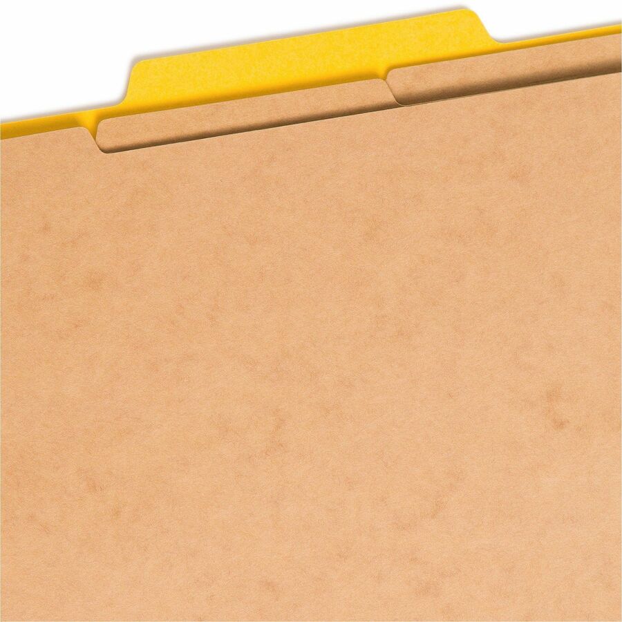 Eight-Section Pressboard Top Tab Classification Folders, Eight SafeSHIELD Fasteners, 3 Dividers, Letter Size, Yellow, 10/Box