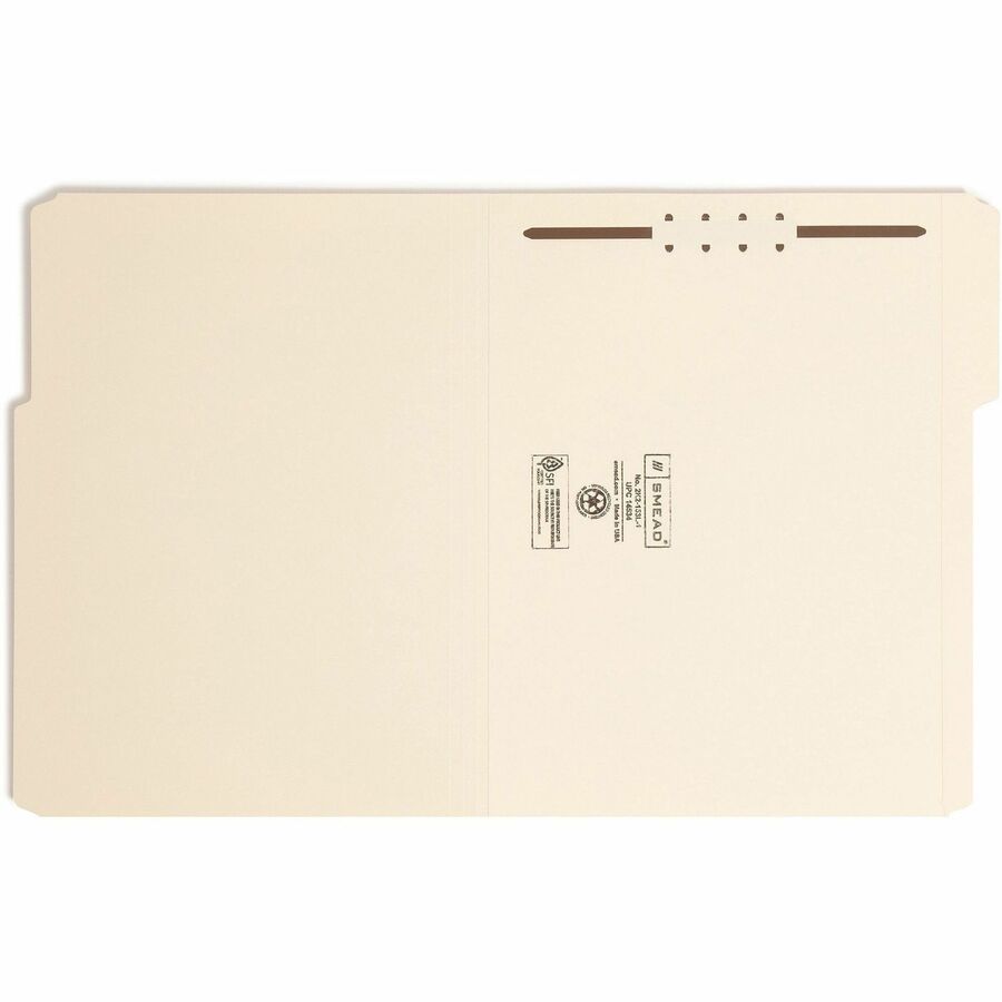 Top Tab Fastener Folders, 1/3-Cut Tabs: Assorted, 0.75" Expansion, 1 Fastener, Letter Size, Manila Exterior, 50/Box