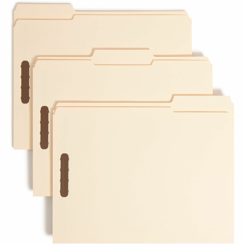 Top Tab Fastener Folders, 1/3-Cut Tabs: Assorted, 0.75" Expansion, 2 Fasteners, Letter Size, Manila Exterior, 50/Box