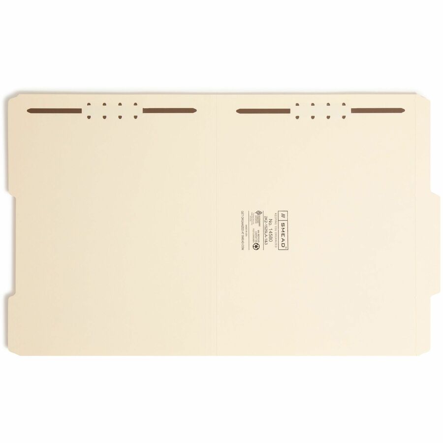 Top Tab Fastener Folders, Guide-Height 2/5-Cut Tabs, 0.75" Expansion, 2 Fasteners, Letter Size, 11-pt Manila, 50/Box