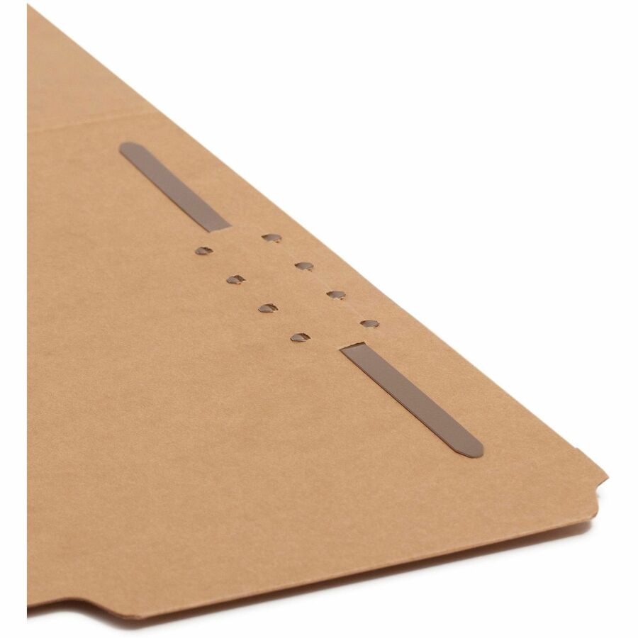 Smead Straight Tab Cut Letter Recycled Fastener Folder - 8 1/2" x 11" - 3/4" Expansion - 1 x 2K Fastener(s) - 2" Fastener Capacity for Folder - Top Tab Location - Assorted Position Tab Position - Kraft - Kraft - 10% Recycled - 50 / Box