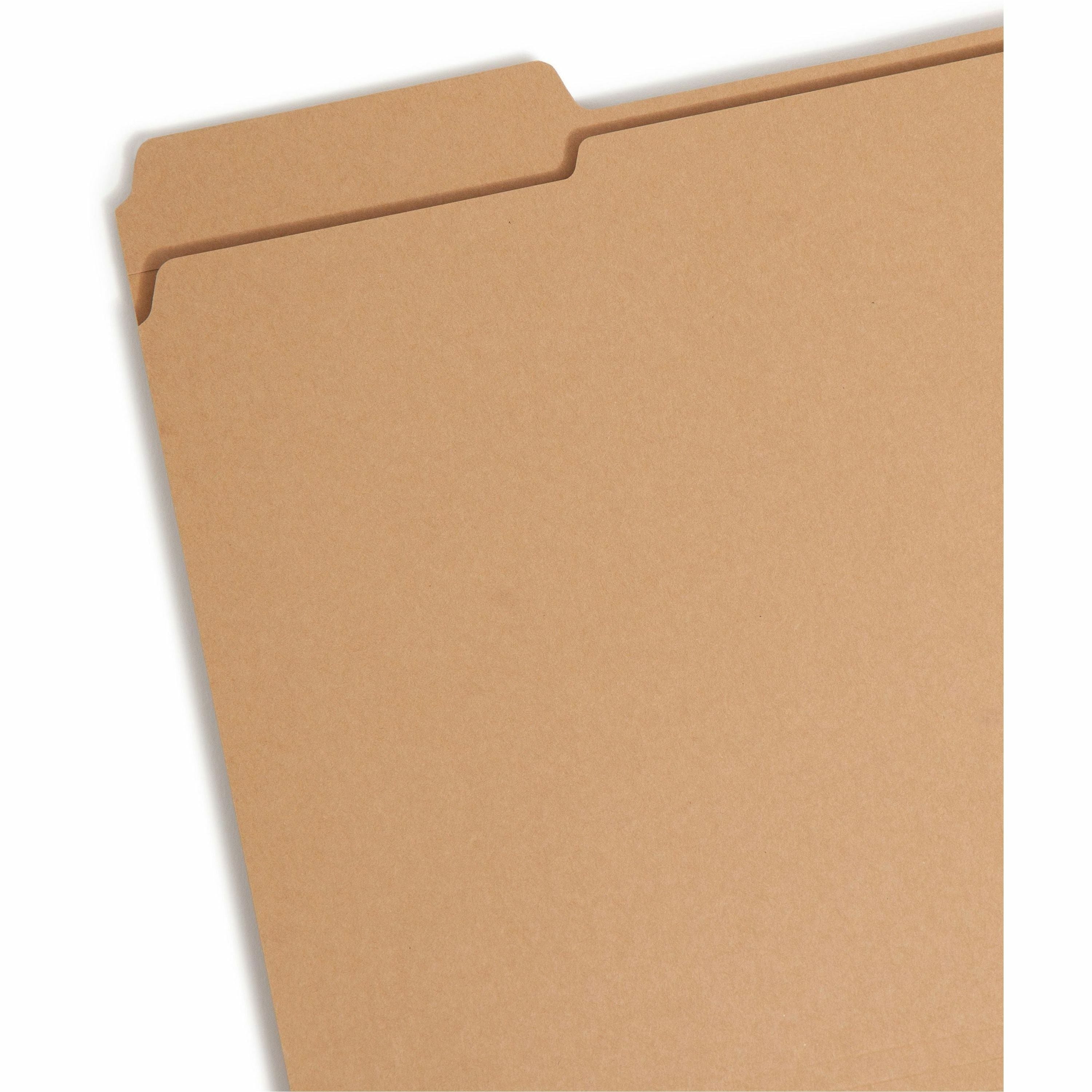 Smead Straight Tab Cut Letter Recycled Fastener Folder - 8 1/2" x 11" - 3/4" Expansion - 1 x 2K Fastener(s) - 2" Fastener Capacity for Folder - Top Tab Location - Assorted Position Tab Position - Kraft - Kraft - 10% Recycled - 50 / Box - 