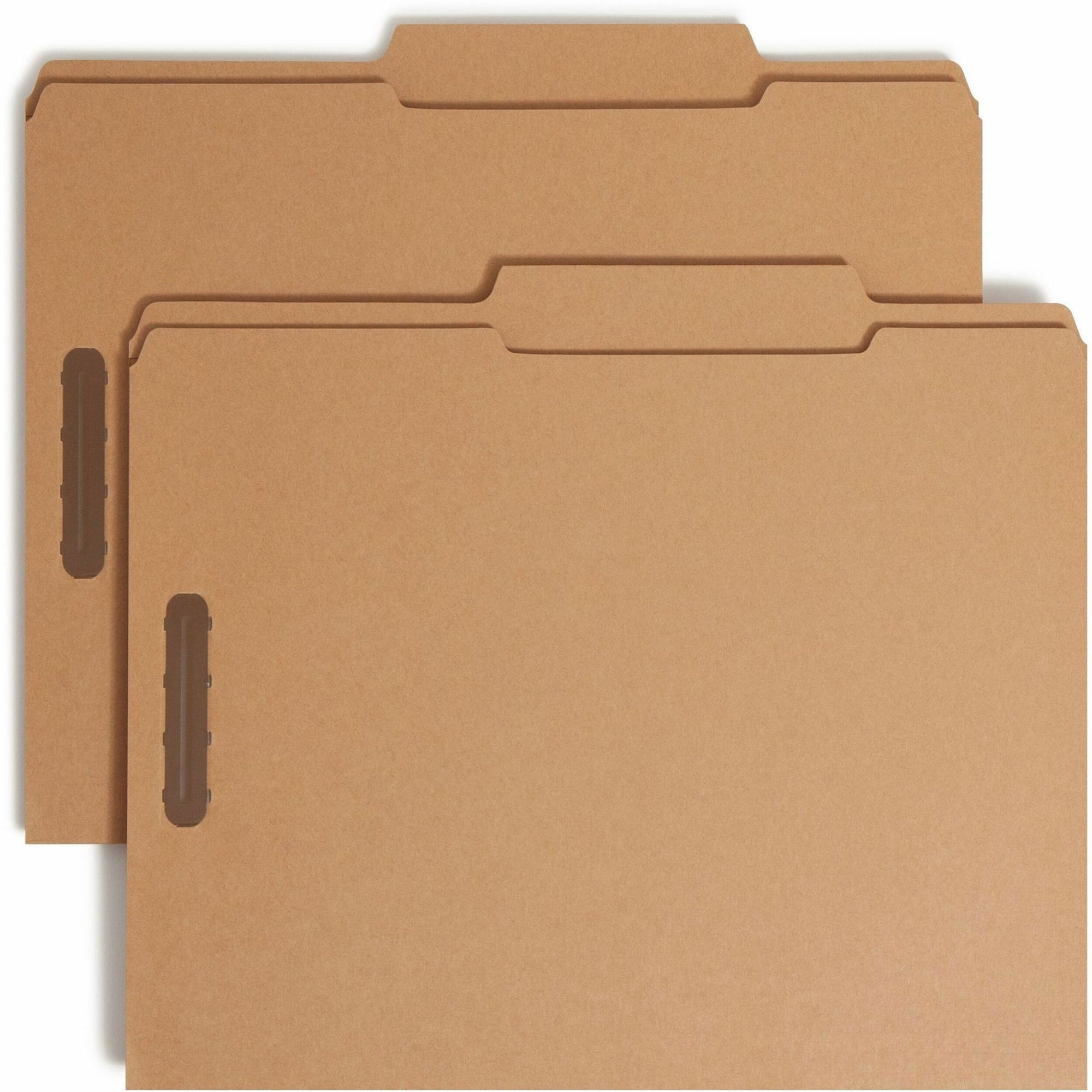 Top Tab Fastener Folders, Guide-Height 2/5-Cut Tabs, 0.75" Expansion, 2 Fasteners, Letter Size, 11-pt Kraft, 50/Box