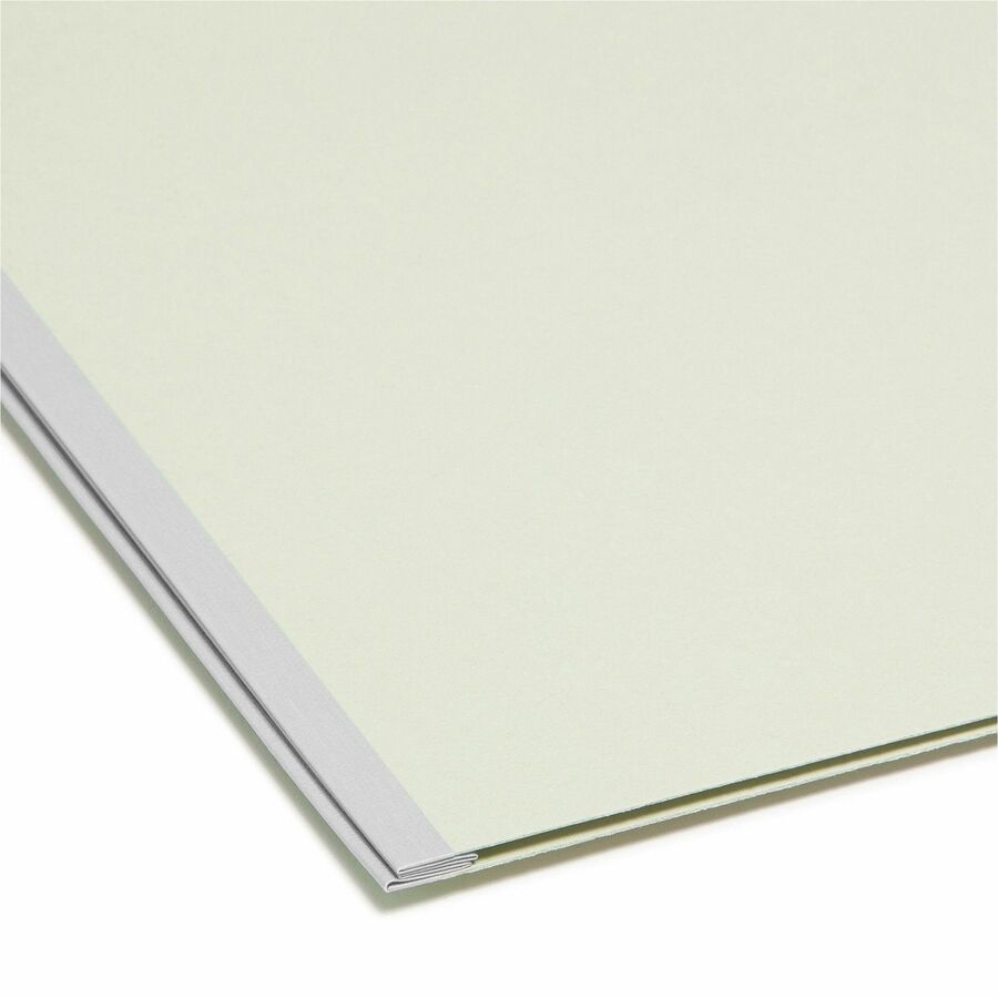 Recycled Pressboard Fastener Folders, Straight Tabs, Two SafeSHIELD Fasteners, 2" Expansion, Letter Size, Gray-Green, 25/Box