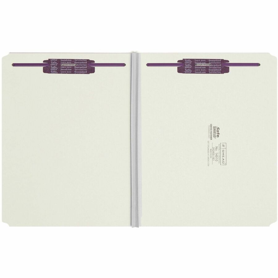 Recycled Pressboard Fastener Folders, Straight Tabs, Two SafeSHIELD Fasteners, 2" Expansion, Letter Size, Gray-Green, 25/Box