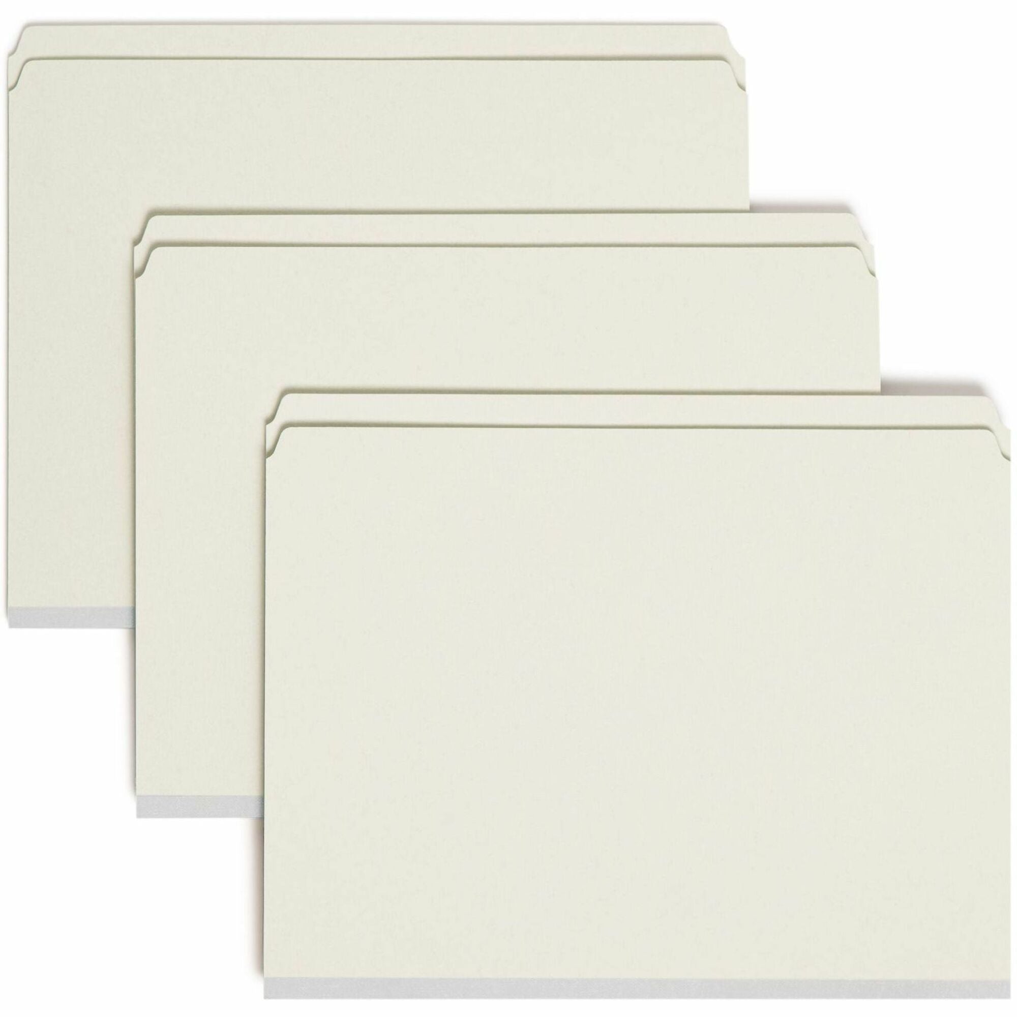 Recycled Pressboard Fastener Folders, Straight Tabs, Two SafeSHIELD Fasteners, 2" Expansion, Letter Size, Gray-Green, 25/Box