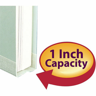 Recycled Pressboard Fastener Folders, 1/3-Cut Tabs, Two SafeSHIELD Fasteners, 1" Expansion, Letter Size, Gray-Green, 25/Box