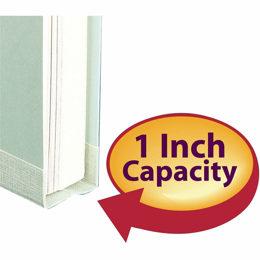 Recycled Pressboard Fastener Folders, 1/3-Cut Tabs, Two SafeSHIELD Fasteners, 1" Expansion, Letter Size, Gray-Green, 25/Box