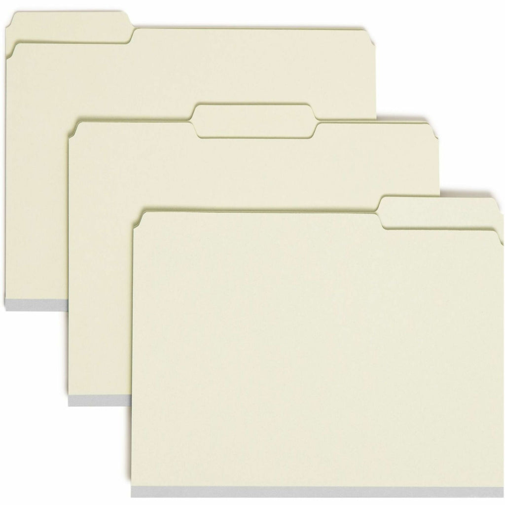 Recycled Pressboard Fastener Folders, 1/3-Cut Tabs, Two SafeSHIELD Fasteners, 2" Expansion, Letter Size, Gray-Green, 25/Box