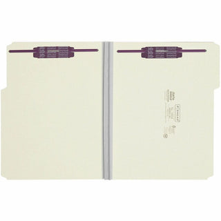 Recycled Pressboard Fastener Folders, 1/3-Cut Tabs, Two SafeSHIELD Fasteners, 2" Expansion, Letter Size, Gray-Green, 25/Box