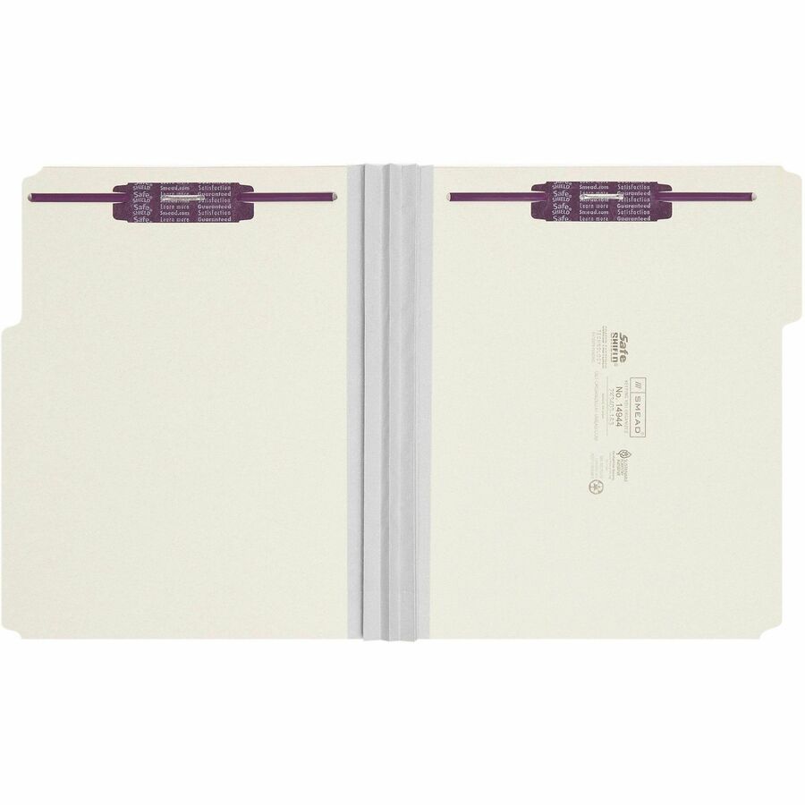 Recycled Pressboard Fastener Folders, 1/3-Cut Tabs, Two SafeSHIELD Fasteners, 3" Expansion, Letter Size, Gray-Green, 25/Box