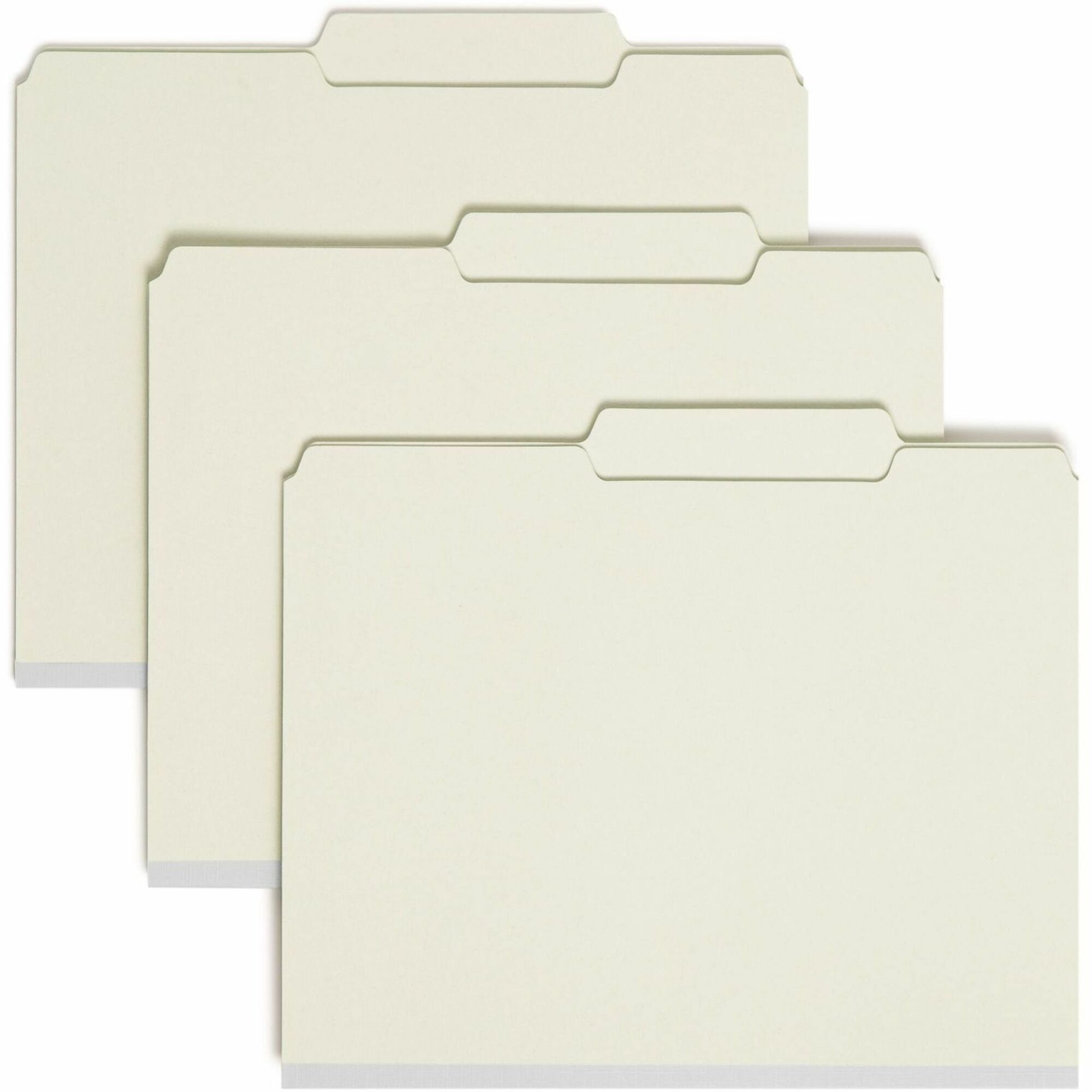 Recycled Pressboard Folders, Two SafeSHIELD Coated Fasteners, 2/5-Cut: R of C, 1" Expansion, Letter Size, Gray-Green, 25/Box
