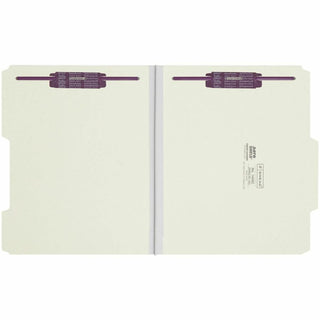 Recycled Pressboard Folders, Two SafeSHIELD Coated Fasteners, 2/5-Cut: R of C, 1" Expansion, Letter Size, Gray-Green, 25/Box