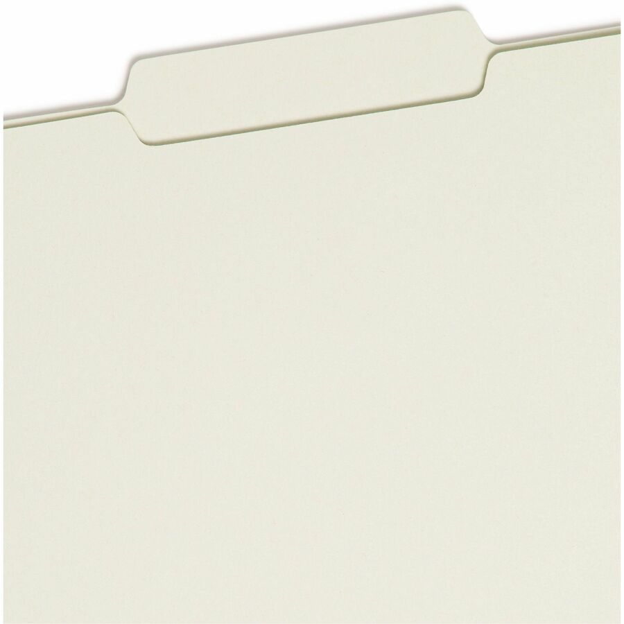 Recycled Pressboard Folders, Two SafeSHIELD Coated Fasteners, 2/5-Cut: R of C, 1" Expansion, Letter Size, Gray-Green, 25/Box