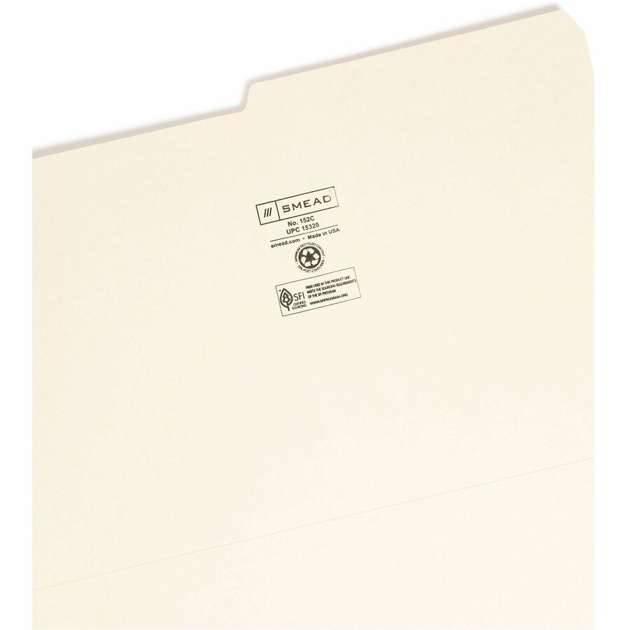 Manila File Folders, 1/2-Cut Tabs: Assorted, Legal Size, 0.75" Expansion, Manila, 100/Box