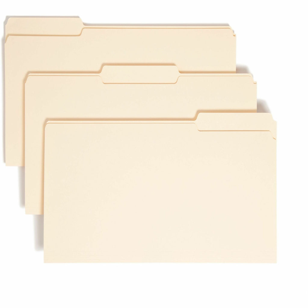 Manila File Folders, 1/3-Cut Tabs: Assorted, Legal Size, 0.75" Expansion, Manila, 100/Box