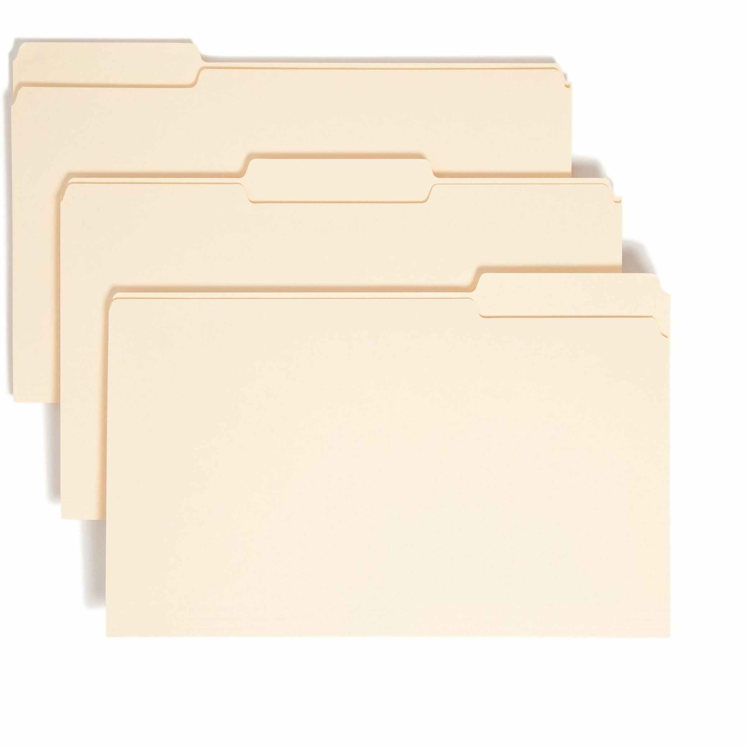 Manila File Folders, 1/3-Cut Tabs: Assorted, Legal Size, 0.75" Expansion, Manila, 100/Box