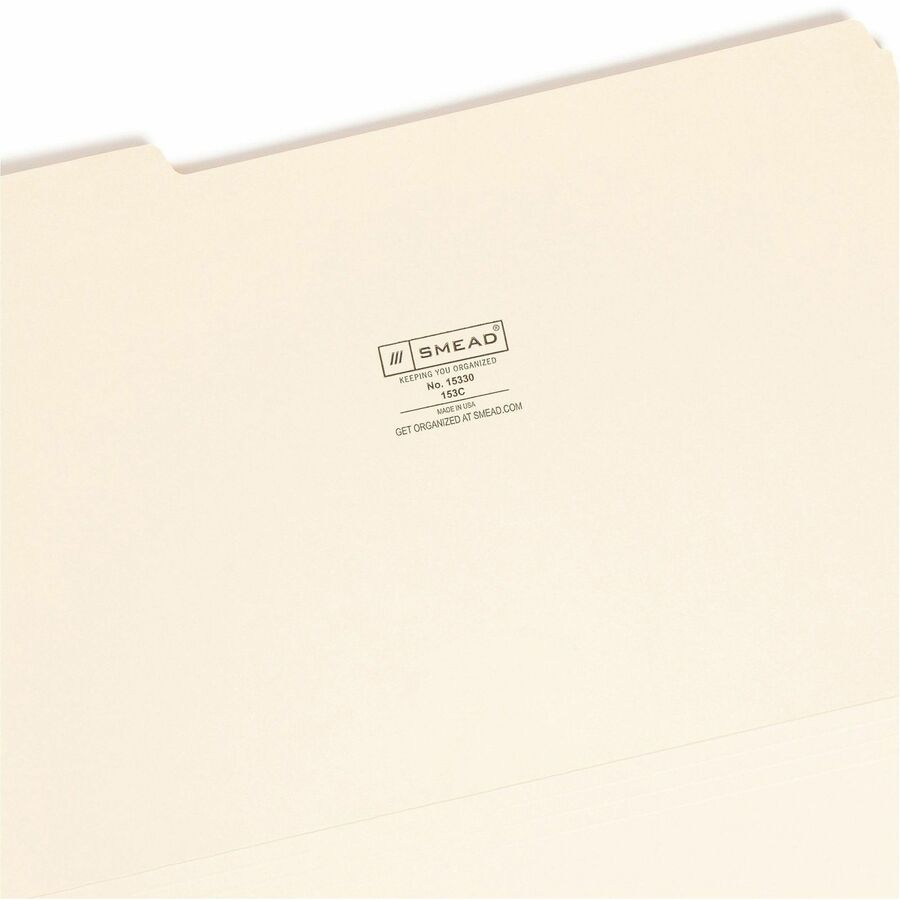 Manila File Folders, 1/3-Cut Tabs: Assorted, Legal Size, 0.75" Expansion, Manila, 100/Box