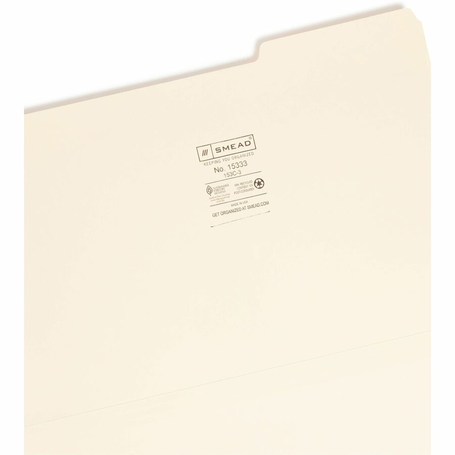 Manila File Folders, 1/3-Cut Tabs: Right Position, Legal Size, 0.75" Expansion, Manila, 100/Box