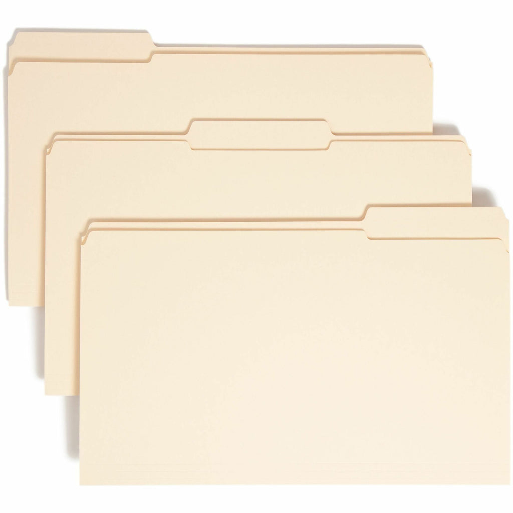 Reinforced Tab Manila File Folders, 1/3-Cut Tabs: Assorted, Legal Size, 0.75" Expansion, 11-pt Manila, 100/Box