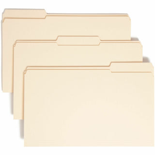 Reinforced Tab Manila File Folders, 1/3-Cut Tabs: Assorted, Legal Size, 0.75" Expansion, 11-pt Manila, 100/Box