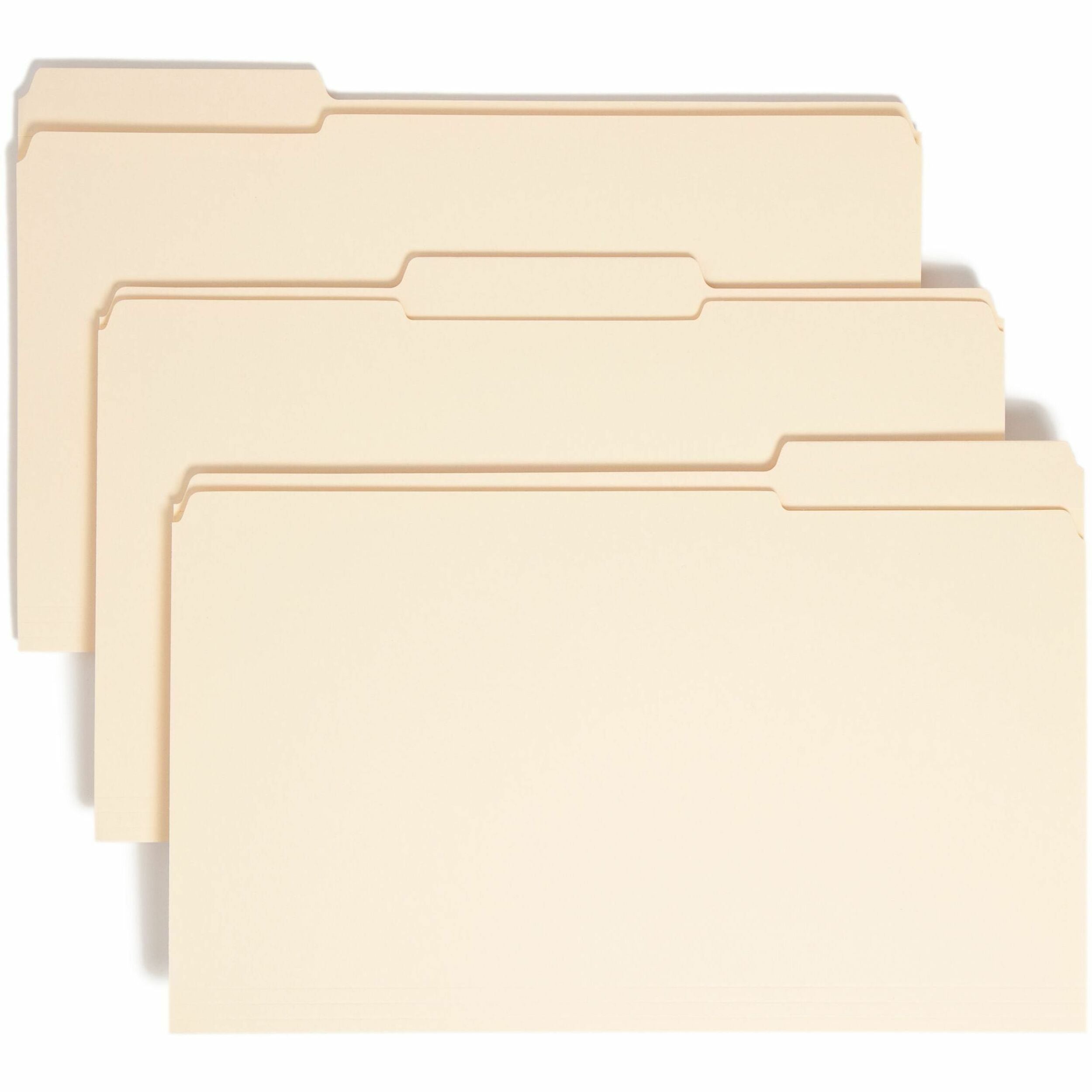 Reinforced Tab Manila File Folders, 1/3-Cut Tabs: Assorted, Legal Size, 0.75" Expansion, 11-pt Manila, 100/Box
