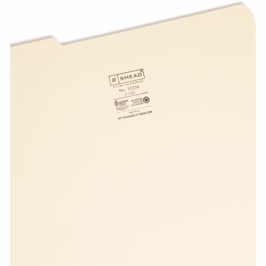 Reinforced Tab Manila File Folders, 1/3-Cut Tabs: Assorted, Legal Size, 0.75" Expansion, 11-pt Manila, 100/Box