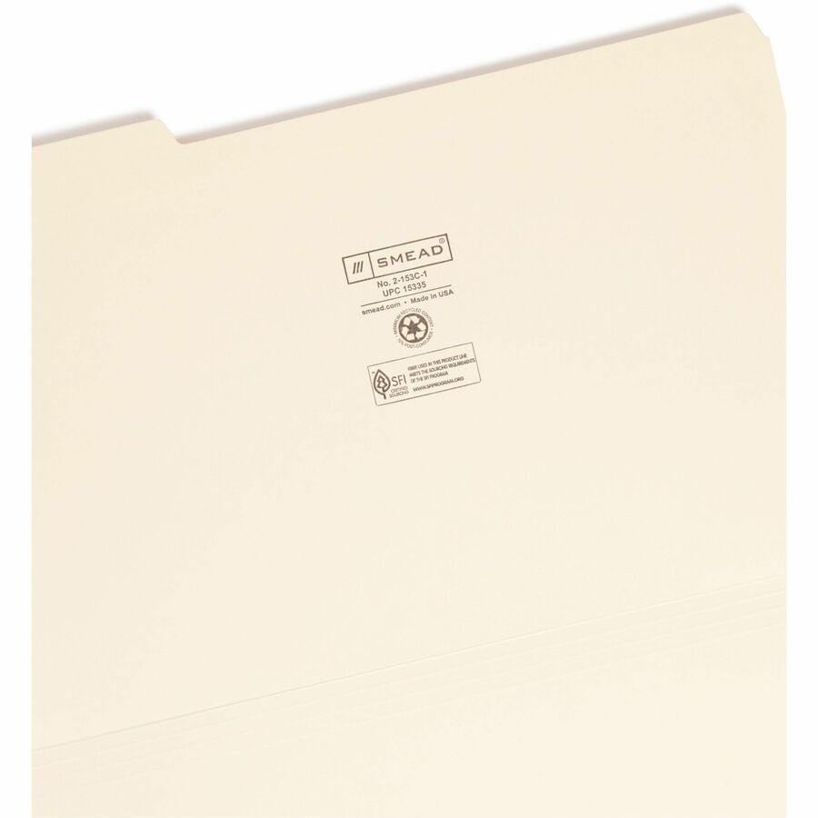 Reinforced Tab Manila File Folders, 1/3-Cut Tabs: Left Position, Legal Size, 0.75" Expansion, 11-pt Manila, 100/Box