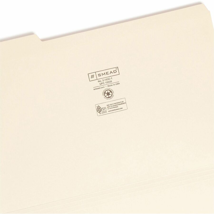 Reinforced Tab Manila File Folders, 1/3-Cut Tabs: Left Position, Legal Size, 0.75" Expansion, 11-pt Manila, 100/Box